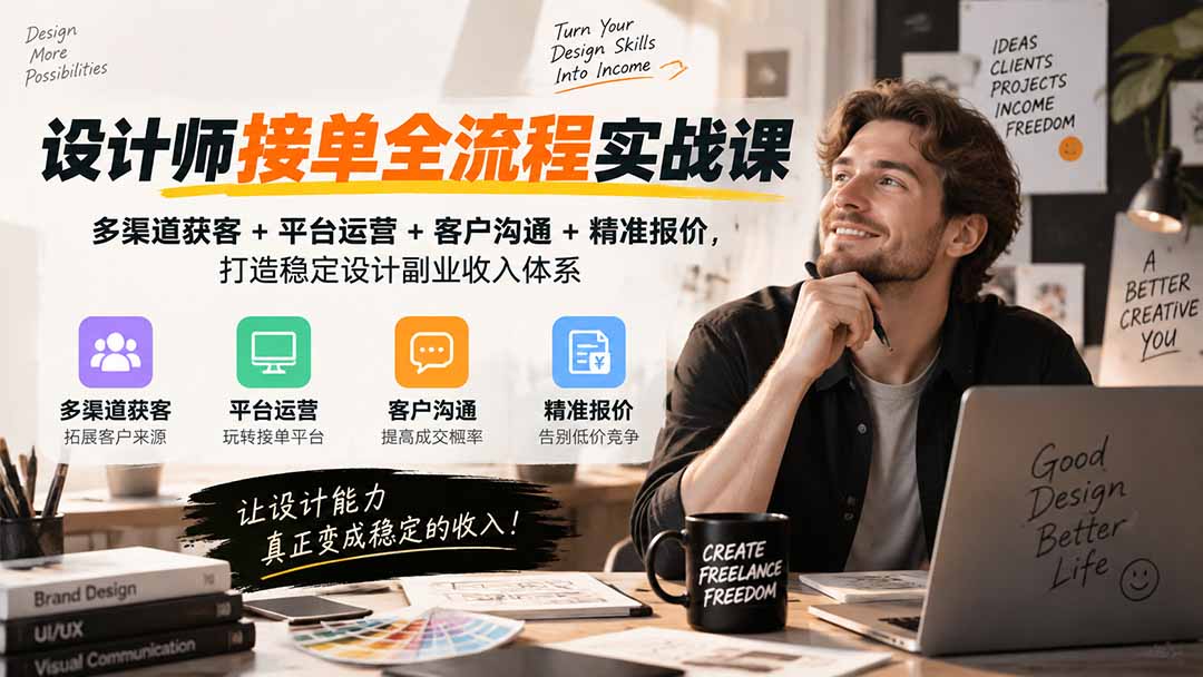 （20563期）设计师接单全流程实战课-无水印｜多渠道获客+平台运营+客户沟通+精准报价，打造稳定设计副业收入体系