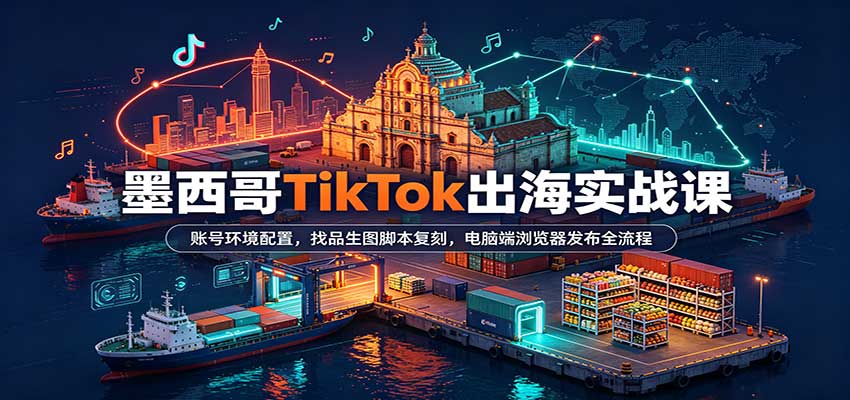 墨西哥TikTok出海实战课：账号环境配置，找品生图脚本复刻，电脑端浏览器发布全流程