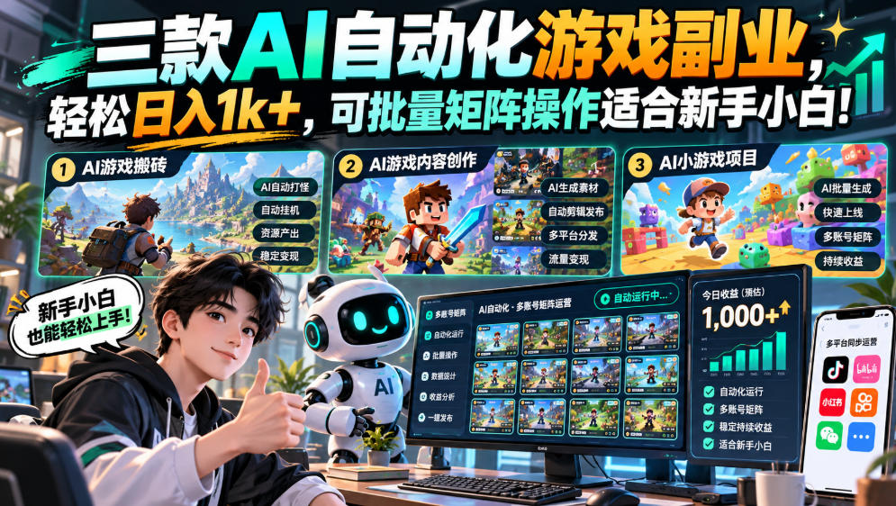 （20699期）三款长期稳定AI自动化游戏，日入千元，毫无保留的全部教给你！