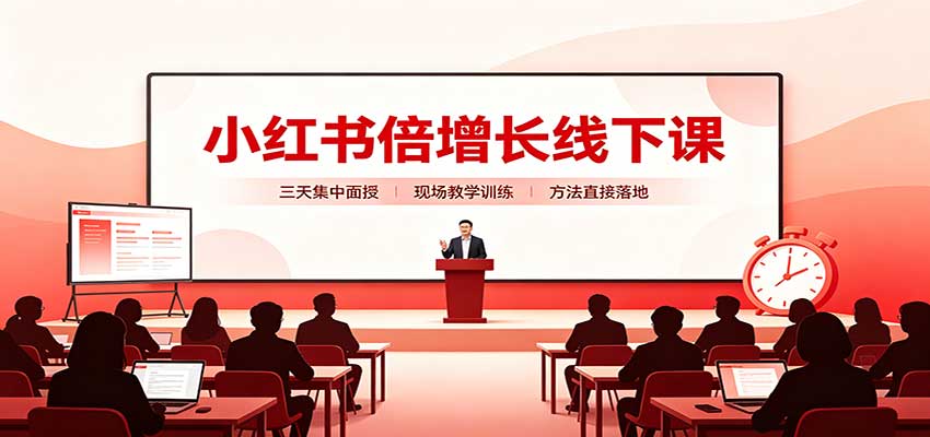 小红书倍增长线下课：三天集中面授，拆解选品、素材制作与起号全链路