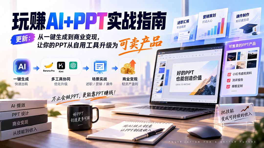 (20247期)玩赚AI+PPT实战指南-更新5月13:从一键生成到商业变现,让你的PPT从自用工具升级为可卖产品