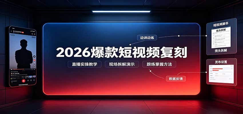 2026爆款短视频复刻:直播实操教学,配套文字文档掌握全流程
