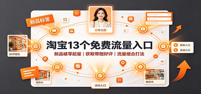 淘宝13个免费流量入口:新品破零起量,获取带图好评,流量组合打法