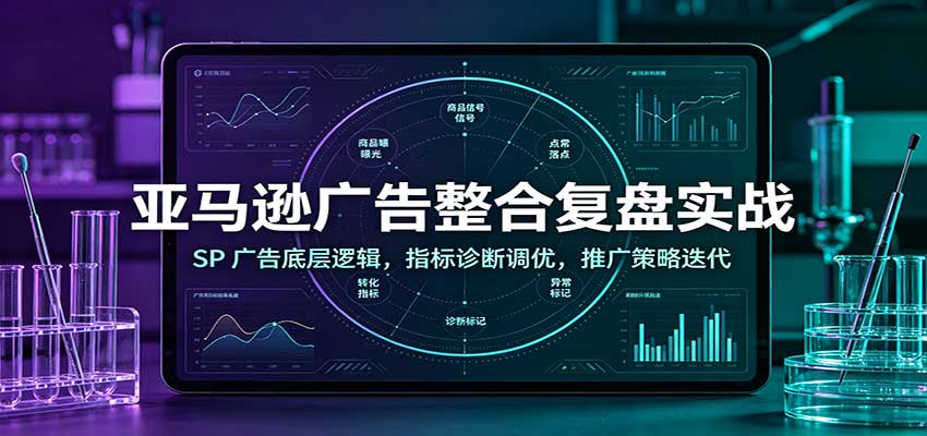 亚马逊广告整合复盘实战：SP广告底层逻辑，指标诊断调优，推广策略迭代