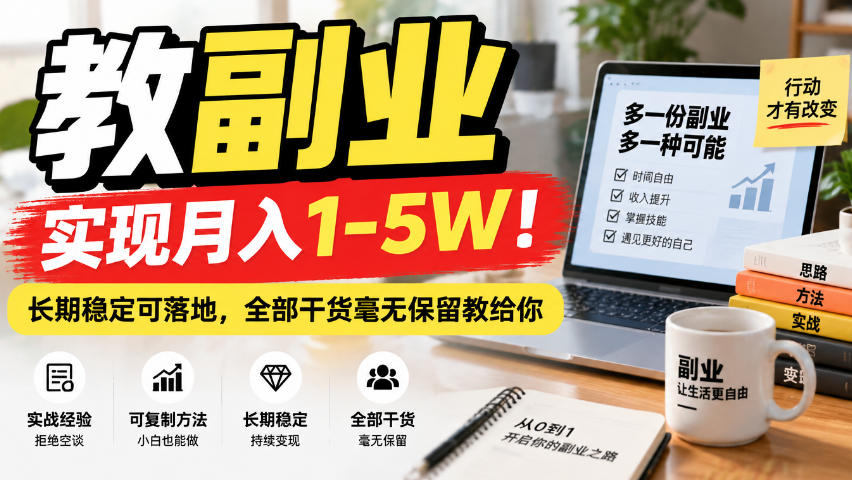 (20806期)“教副业”实现月入1-5W!长期稳定可落地,全部干货毫无保留教给你