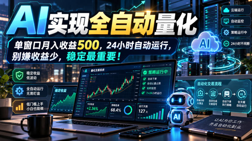 （21163期）AI全自动量化项目，长期稳定可落地，0门槛躺赚稳定项目！