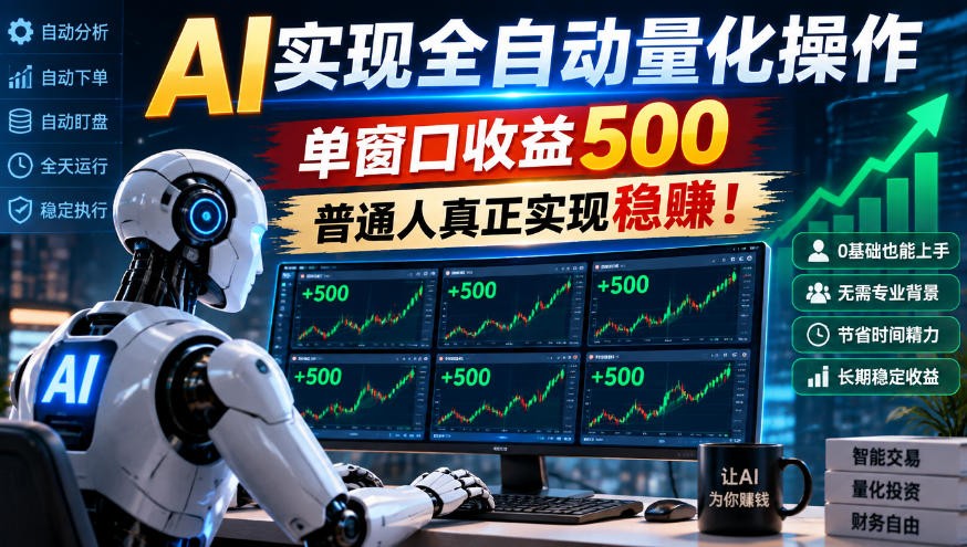 AI实现全自动量化，单窗口月入收益500，别嫌收益少，靠谱最重要！