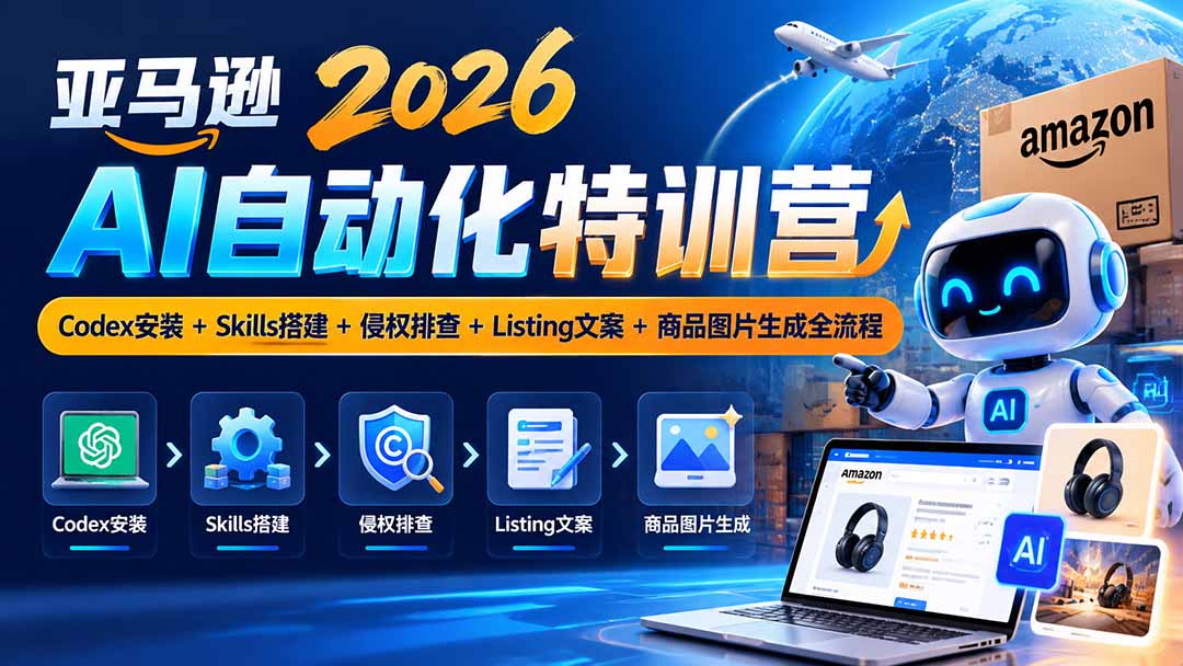 (20746期)亚马逊2026AI自动化-10月特训营:Codex安装+Skills搭建+侵权排查+Listing文案+商品图片生成全流程