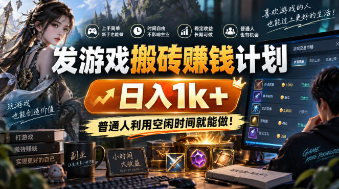 游戏全程自动化打金,日入千元,低成本副业,全程时间零投入!