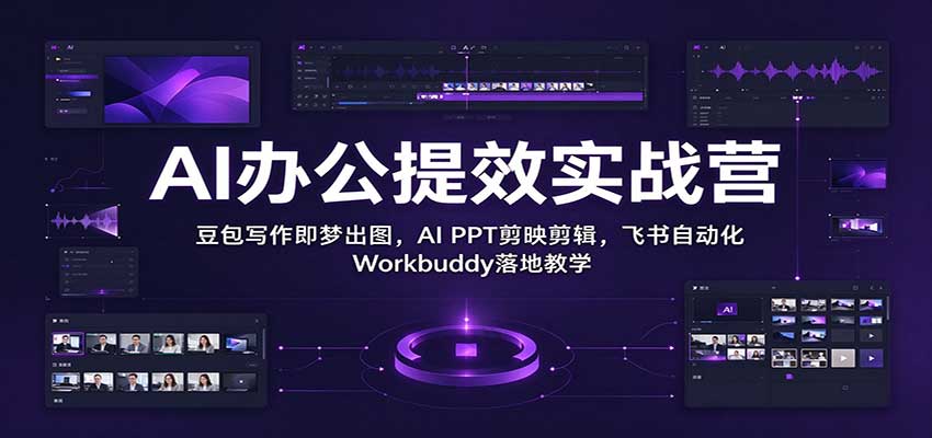 AI办公提效实战营：豆包写作即梦出图，AI PPT剪映剪辑，飞书自动化 Workbuddy落地教学