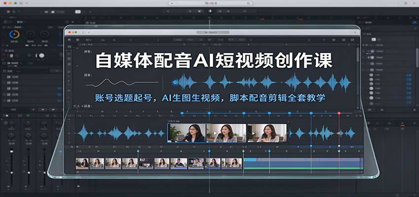 自媒体配音AI短视频创作课：账号选题起号，AI生图生视频，脚本配音剪辑全套教学