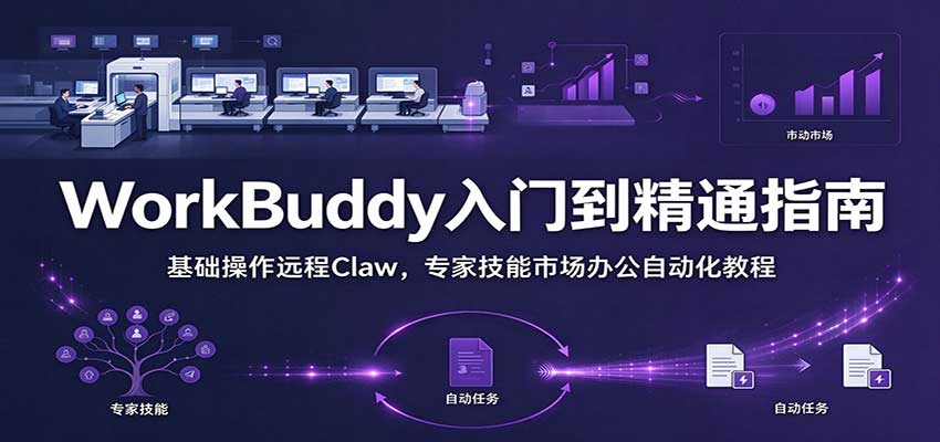 WorkBuddy从入门到精通手册：基础操作远程Claw，专家技能市场办公自动化教程