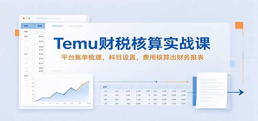 Temu财税核算实战课：平台账单梳理，科目设置，费用核算出财务报表