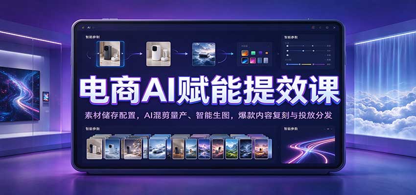 电商AI赋能提效课：素材储存配置，AI混剪量产、智能生图，爆款内容复刻与投放分发