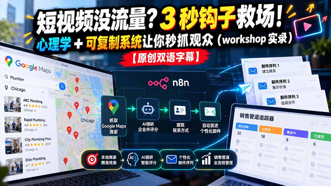 (21043期)短视频没流量?3 秒钩子救场!心理学 + 可复制系统让你秒抓观众(workshop 实录)【原创双语字幕】