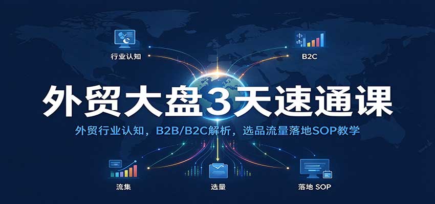 外贸大盘3天速通课：外贸行业认知，B2B/B2C解析，选品流量落地SOP教学