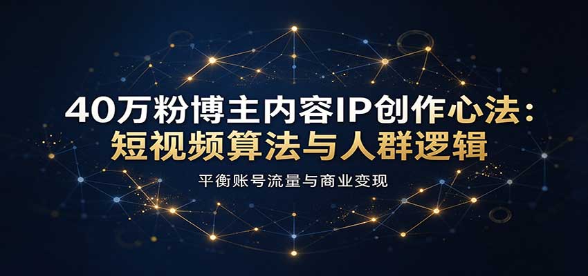 40万粉博主内容IP创作心法:短视频算法与人群逻辑,平衡账号流量与商业变现