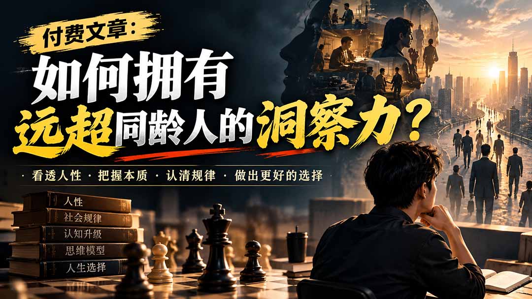 （20976期）付费文章：如何拥有远超同龄人的洞察力？