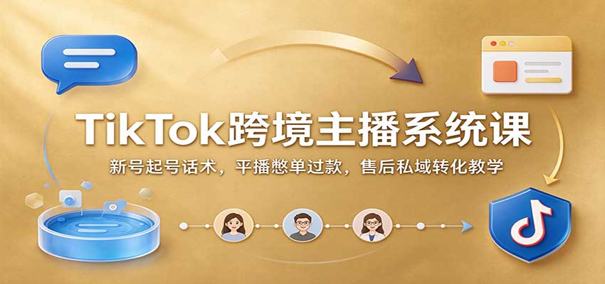 TikTok跨境主播系统课:新号起号话术,平播憋单过款,售后私域转化教学