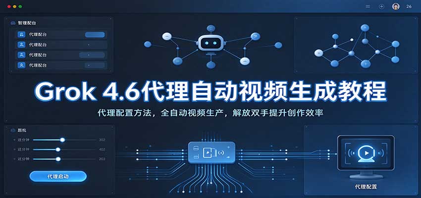 Grok 4.6代理自动视频生成教程：代理配置方法，全自动视频生产，解放双手提升创作效率