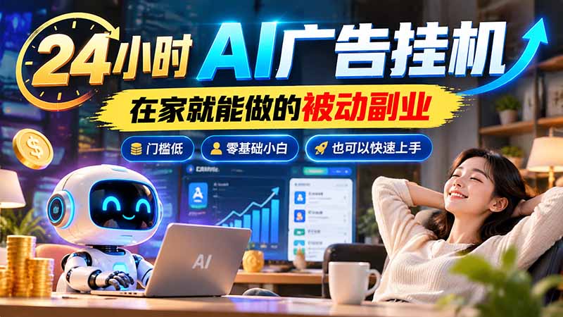 （21118期）24小时AI广告挂机｜在家就能做的被动副业