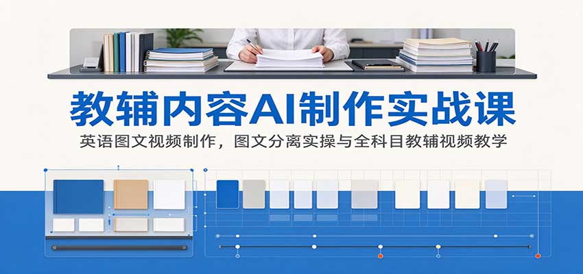 AI制作教辅内容实战课：英语图文视频制作，图文分离实操与全科目教辅视频教学