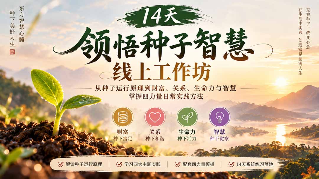 (20756期)14天领悟种子智慧线上工作坊|从种子运行原理到财富、关系、生命力与智慧,掌握四力量日常实践方法