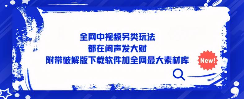 全网中视频另类玩法，都在闷声发大财，附带破解版下载软件加全网最大素材库