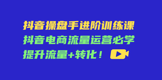 抖音操盘手进阶训练课：抖音电商流量运营必学，提升流量+转化